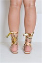 Natural  Scarf Wrap Around Tie Leg Sandals, Image 3 of 4