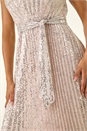Silver Sequin Pleated Midi Dress, Image 6 of 8