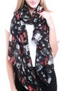 Black Owl Lightweight Scarf, Image 1 of 2