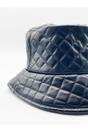 Black Emerald Quilted PU Leather Bucket Hat In Black, Image 2 of 2