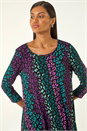 Teal Animal Print Hanky Hem Stretch Top, Image 4 of 5