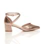 Rose Gold Mid Block Heel Crossed Strap Pointed Toe 2 Part Heels, Image 2 of 6