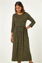 KHAKI Geometric Pocket Stretch Midi Dress, Image 4 of 5