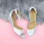 White AJVANI White Mid Wedge Heel Ankle Strap Sandals, Image 4 of 6
