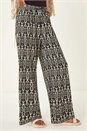 Black Crinkle Print Tie Detail Trousers, Image 4 of 5