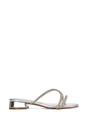 Silver XY LONDON Silver 'Olivia' Strappy Low Block Heel Diamante Sandals With Square Toe, Image 1 of 6