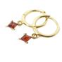 Red Garnet January Birthstone Delicate Dangle Hoops, Image 1 of 1
