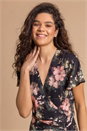 Pink Floral Print Wrap Midi Dress, Image 4 of 5