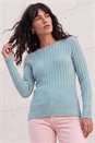 Teal Soft Ribbed Knit Top, Image 1 of 5