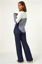 Ivory  Stripe Zip Front Ribbed Knit Jumper , Image 2 of 5