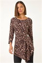 Tan Animal Print Asymmetric Top, Image 1 of 5