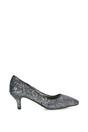 Black XY LONDON Black 'Gwyneth' Pointed Toe Mid Stiletto Kitten Heel Court Shoes, Image 1 of 4