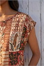 Mocha Patchwork Print Shell Top, Image 4 of 4