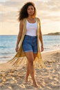 Stone Curve Crochet Knit Tassel Cardigan, Image 1 of 4