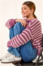 Purple Fluffy Stripe Knit Jumper, Image 4 of 5