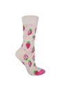 Pink 1 Pack Ladies Cotton Novelty Design Fruit Socks, Image 1 of 5