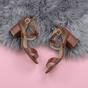 Tan AJVANI Tan Mid Block Heel Crossed Straps Sandals, Image 4 of 6