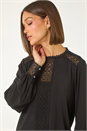 Black Lace Trim Detail Stretch Top, Image 1 of 5