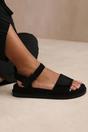 Black Corfu Velcro Double Strap Footbed Sandals, Image 2 of 2