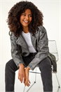 Grey Dusk Oversized Belt Biker Jacket, Image 6 of 9