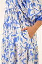 Blue Floral Print V-Neck Maxi Dress , Image 5 of 5