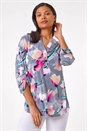 PINK Floral Print V-Neck Button Shirt, Image 1 of 5