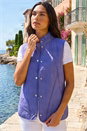 Lavender Diamond Quilted Funnel Neck Gilet , Image 1 of 4