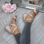 Rose Gold AJVANI Rose Gold Mid Block Heel Crossed Straps Sandals, Image 5 of 6