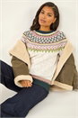 Multi  Fairisle Frill Detail Stretch Jumper, Image 2 of 7