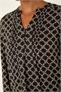 Black Geo Print Pintuck Smock Dress, Image 5 of 5