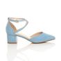 Light Blue AJVANI Light Blue Mid Block Heel Crossed Strap Pointed Toe 2 Part Heels, Image 2 of 6