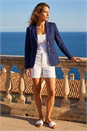 Navy Button Detail Stretch Blazer, Image 1 of 4