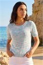 Light Blue Sequin Knitted Top, Image 1 of 4
