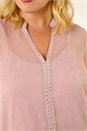 Light Pink Curve Shimmer Chiffon Blouse, Image 5 of 5