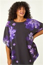 Purple Curve Floral Overlay Top, Image 4 of 5