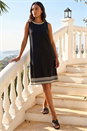 Black Embroidered Trim Stretch Jersey Shift Dress, Image 2 of 4