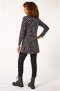 Dark Grey Animal Print Cowl Neck Tunic Top, Image 3 of 5