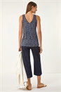 Navy  Abstract Print Cami Stretch Top, Image 3 of 5