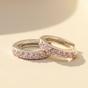 Pink Pink Tourmaline October Birthstone Small Silver Huggies, Image 1 of 5