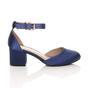 Navy Blue AJVANI Navy Blue Mid Block Heel Ankle Strap 2 Part Heels, Image 2 of 6