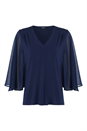 Navy  Chiffon Sleeve Top, Image 4 of 8