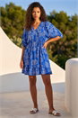 Blue Petite Palm Print Smock Dress, Image 2 of 4