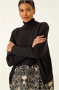 Black Mono Print High Neck Knit Jumper , Image 2 of 5