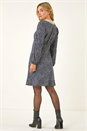 Navy  Dusk Lace Collar Spot Print Dress, Image 3 of 5