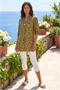 Khaki Ditsy Floral Print Tunic Top, Image 2 of 4