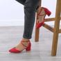 Red AJVANI Red Mid Block Heel Crossed Strap Pointed Toe 2 Part Heels, Image 5 of 6
