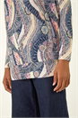 PINK Abstract Print Banded Hem Stretch Top, Image 5 of 5