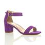 Purple AJVANI Purple Mid Block Heel Ankle Strap Sandals, Image 1 of 6