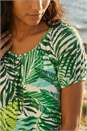 Green Leaf Asymmetric Stretch Tunic Top, Image 5 of 5