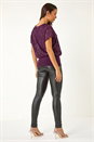 Purple Sequin Lace Overlay Stretch Top, Image 3 of 5